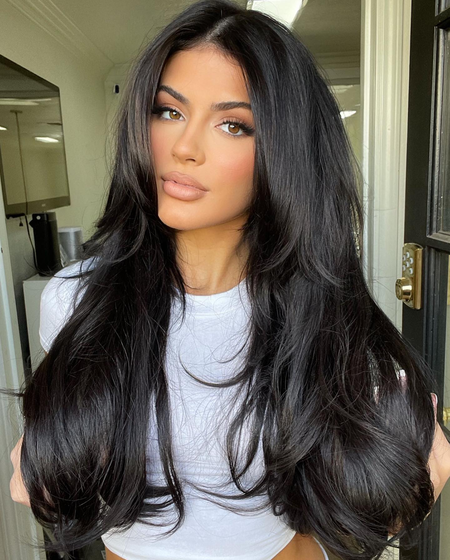 Long Black Hair with Messy Layers