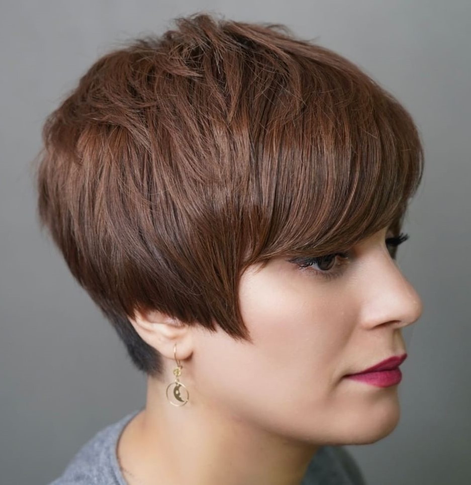 Pixie with Angled Sides and Layered Crown