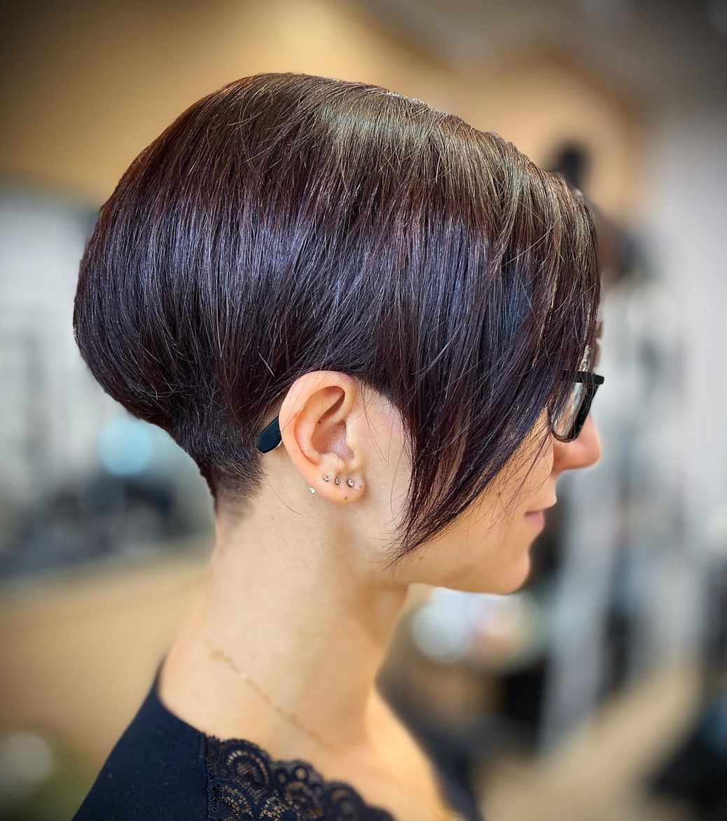 Bowl-Cut Pixie with Angled Bangs