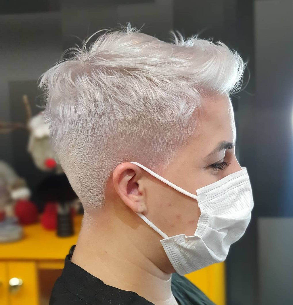 Very Short Shaved Silver Cu for Women