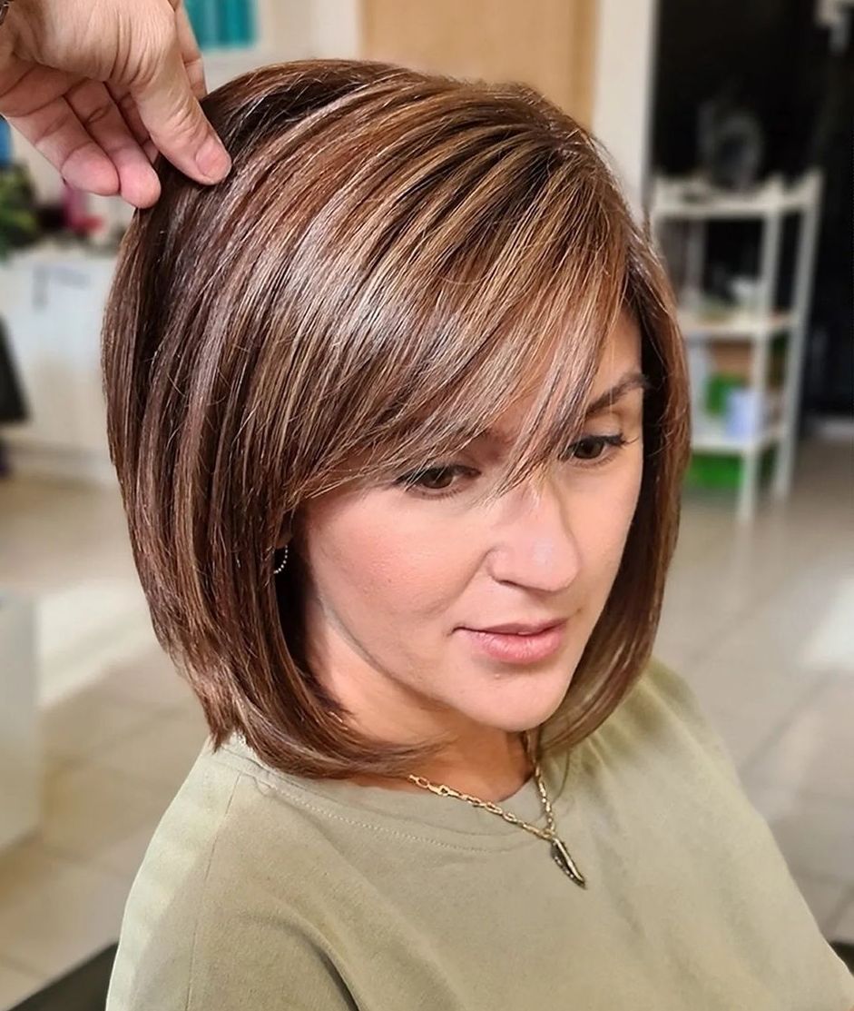 Straight Side Bangs with Highlights