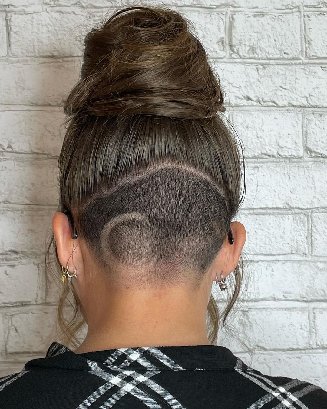 Nape Undercut and Messy Top Knot